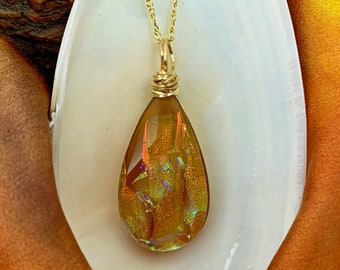 Rio - Dichroic Glass Large Teardrop Pendant