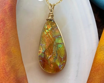 Rio - Dichroic Glass Teardrop Pendant