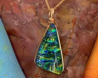 Limerick - Dichroic Glass Triangle Shaped Pendant