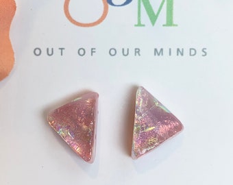 Bermuda ~ Dichroic Glass Triangle Shaped Studs