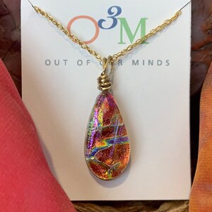 Sedona Dichroic Teardrop Pendant with Rainbow Flashes image 1