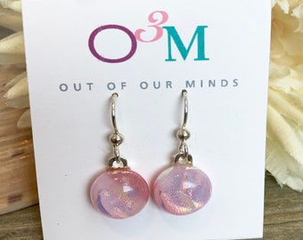 Bermuda ~ Dichroic Glass Circle Drop Earrings