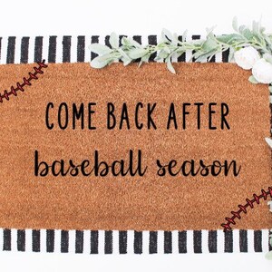 Come back after baseball season with red baseball stitching