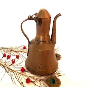 Large Turkish Jug, Turkish Water Jug, 19th Pitcher, Copper Pitcher, Turkish Pitcher, Water Pitcher, Large Copper Pitcher, Oriental Decor 14&#39;