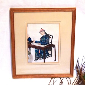 Pittura cinese XIX, Pittura antica Scena dell'imperatore, Gouache su carta di riso, Pittura cinese incorniciata, Pittura orientale, Arte cinese