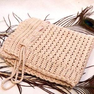 Old Cotton Bag, Crochet Pearl Bag, Bread Bag, Crochet Bag, Handmade Bag, Vintage Bread Bag, Beige Bag, Kitchen Bag