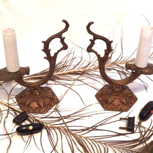 Art Deco Lamps, Pair of Lamps, Candle Lamps, Bronze Lamps, Lamps Vintage, Carved Bronze, Table Lamp, Floor Lamp, Antique Lamps 30s