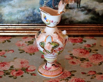 Pequeño Jarrón Capodimonte, Jarrón Porcelana, Escena Porcelana, Capodimonte Porcelana, Porcelana Fina, Búcaro Capodimonte, Italia Porcelana