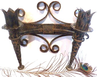 Grand candélabre de torche, candélabre médiéval, candélabre en fer forgé, bougeoir médiéval, candélabre de château, candélabre de jardin, 1930