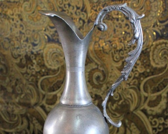 Antique Vase, Pewter Vase, Vintage Vase, Silver Vase, Metal Vase, 50's Vase, Metal Búcaro.