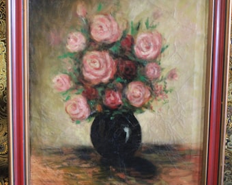 Still Life of Flowers, Painting Flowers, Framed Painting, Oil Painting, Flowers, Lacquered Wood Frame, Floral Still Life, 1940s