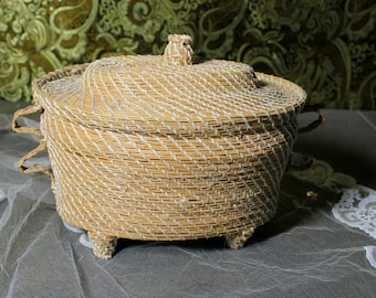 Antique Basket, Agricultural Basket, Esparto Basket, Rustic Basket, Vintage Basketry, Handmade Basket, Food Basket, Natural Fiber Basket