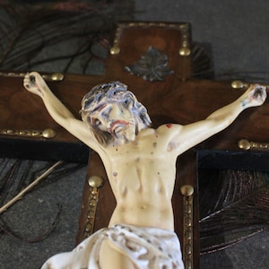 Antique Wall Crucifix, Jesus Crucifix 40s, Plaster Crucifix, Wood Cross, Crucifix Christ, Crucifixion, Spanish Crucifix, Religion Crucifix