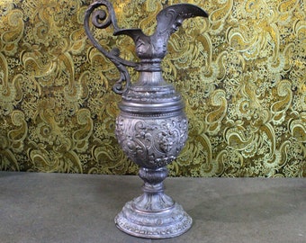 Jugendstilvase, Antike Vase XIX, Metallvase, Calamine Vase, Viktorianische Vase, Romantische Vase, Französische Vase