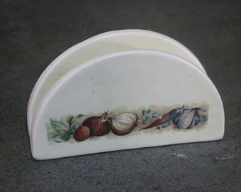 Vintage ceramic napkin holder, white antique napkin holder, vintage table decoration, decoration napkin holder, fruit design napkin holder