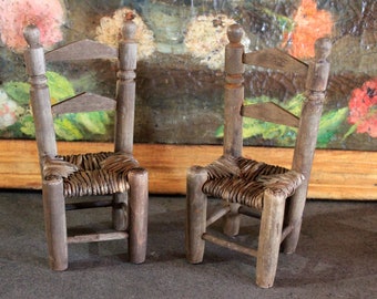 Par de Sillitas de Madera, Sillas Rústicas, Decoración Madera, Decoración Rústica, Años 50,