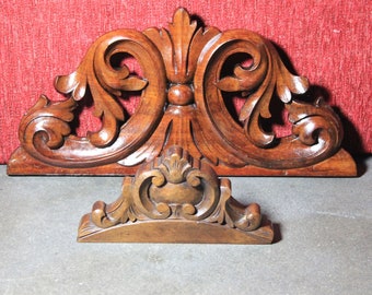 Antique Furniture Pediment, Furniture Ornament, Art Deco Pediment, Wood Carving Pediment, Antique Finish Ornament, Wood Coping