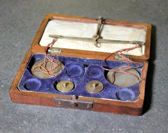 Nautical Scale, Antique Balance Pendant, Ancient Bronze Balance, Pharmacy Balance, Jewelry Balance, , Hanging Old Scale, Wooden Case