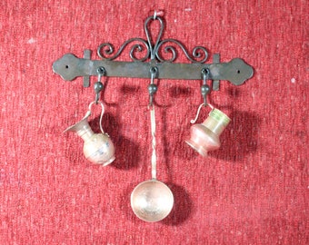 Colgador hierro, Juego Utensilios Cocina Cobre, Decoración Cocina, Colgador Rústico, Colgador Decoración, Objetos Decorativos Cocina