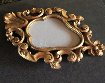 Antique Cornucopia, Wood Carving Cornucopia, Gold Leaf Gold Frame, Carved Wood Frame, Frame, Oval Cornucopia, Mirror Frame