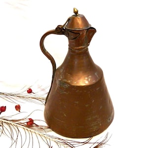 Large Turkish Jug, Turkish Water Jug, 19th Pitcher, Copper Pitcher, Turkish Pitcher, Water Pitcher, Large Copper Pitcher, Oriental Decor 14&#39;