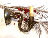 Antique Wall Lamp, Art Nouveau Wall Lamp, Wall Lamp with Tears, Crystal Wall Lamp, Art Nouveau Lamp, Bronze Wall Lamp, Crystal Shade 50s