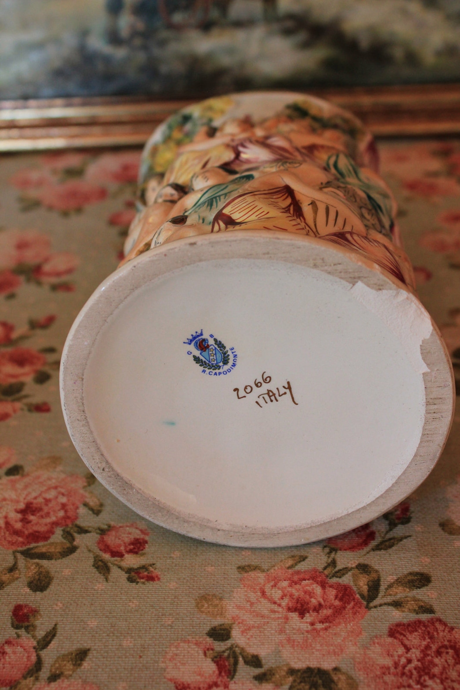 Vintage Capodimonte Flower Vase Porcelain Scene Porcelain Etsy