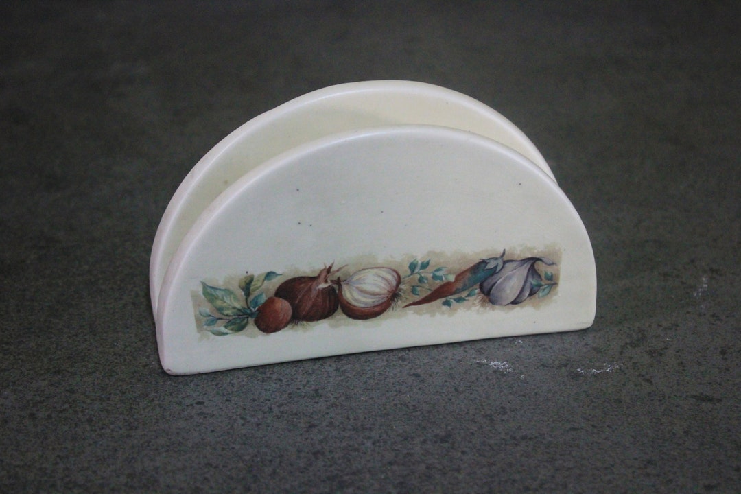Vintage Ceramic Napkin Holder, White Antique Napkin Holder, Vintage