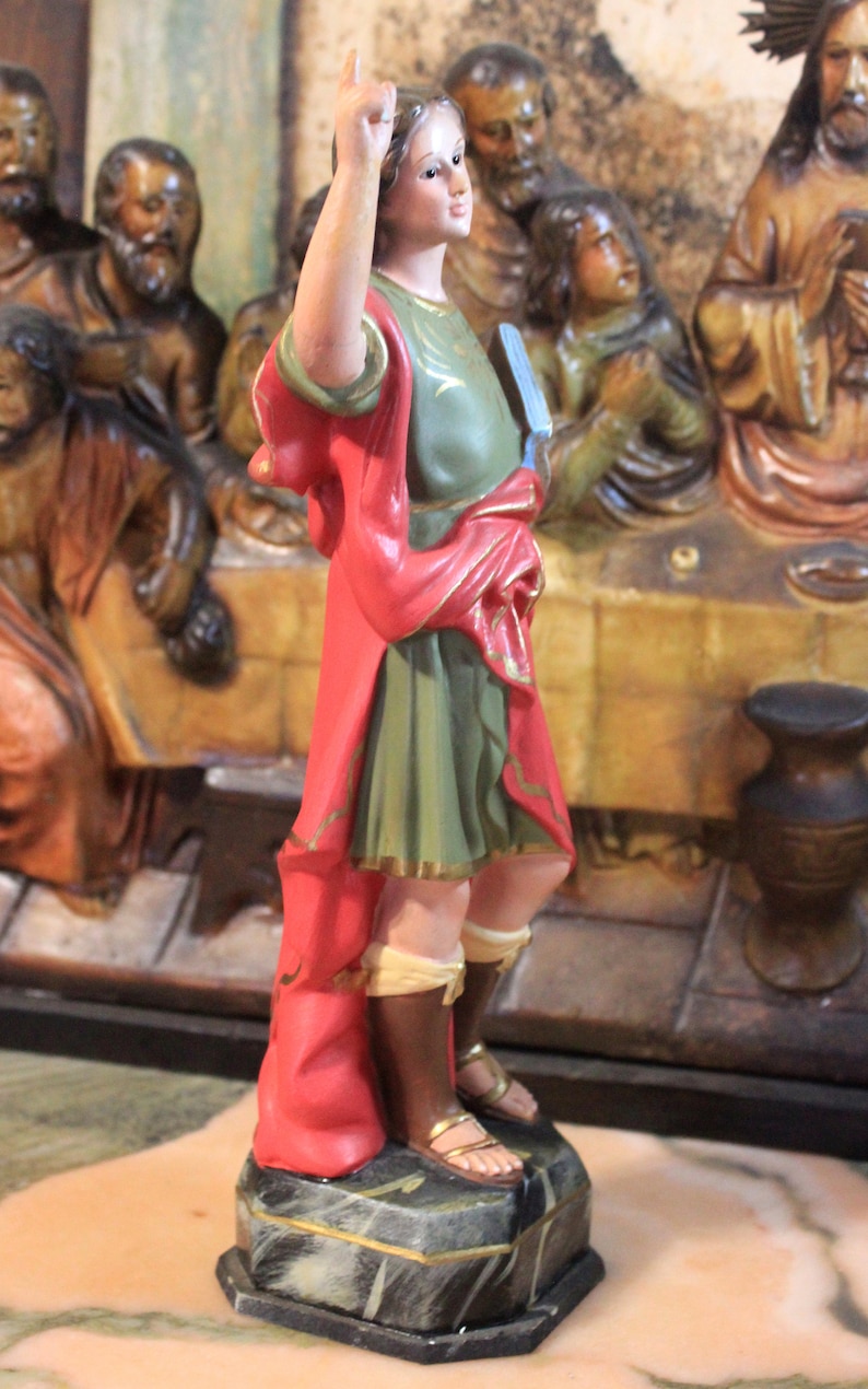 Antiguo San Pancracio, Antigua Escultura Santo, Estatua Santo del Dinero, Santo de la Suerte, Escultura Escayola, Figura Escultórica, Olot imagen 3