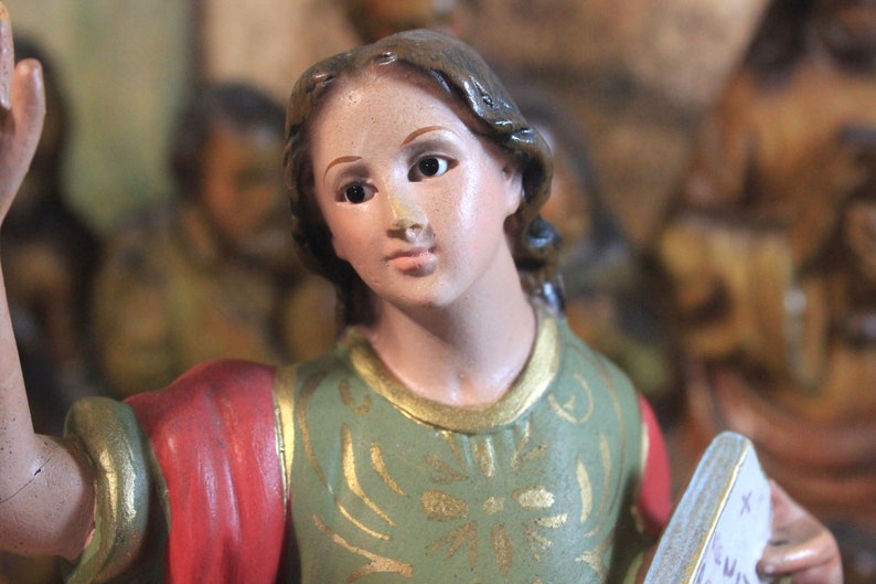 Antiguo San Pancracio, Antigua Escultura Santo, Estatua Santo del Dinero, Santo de la Suerte, Escultura Escayola, Figura Escultórica, Olot imagen 7