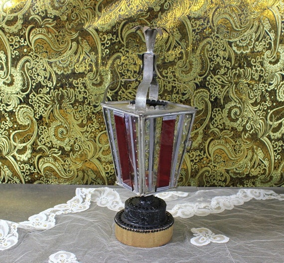 Antiguo Farol Iglesia, Portavelas Farol, Farol Vintage, Farol de Vela, Farol con Cristales, Farol Hierro Forjado, Farol Español.