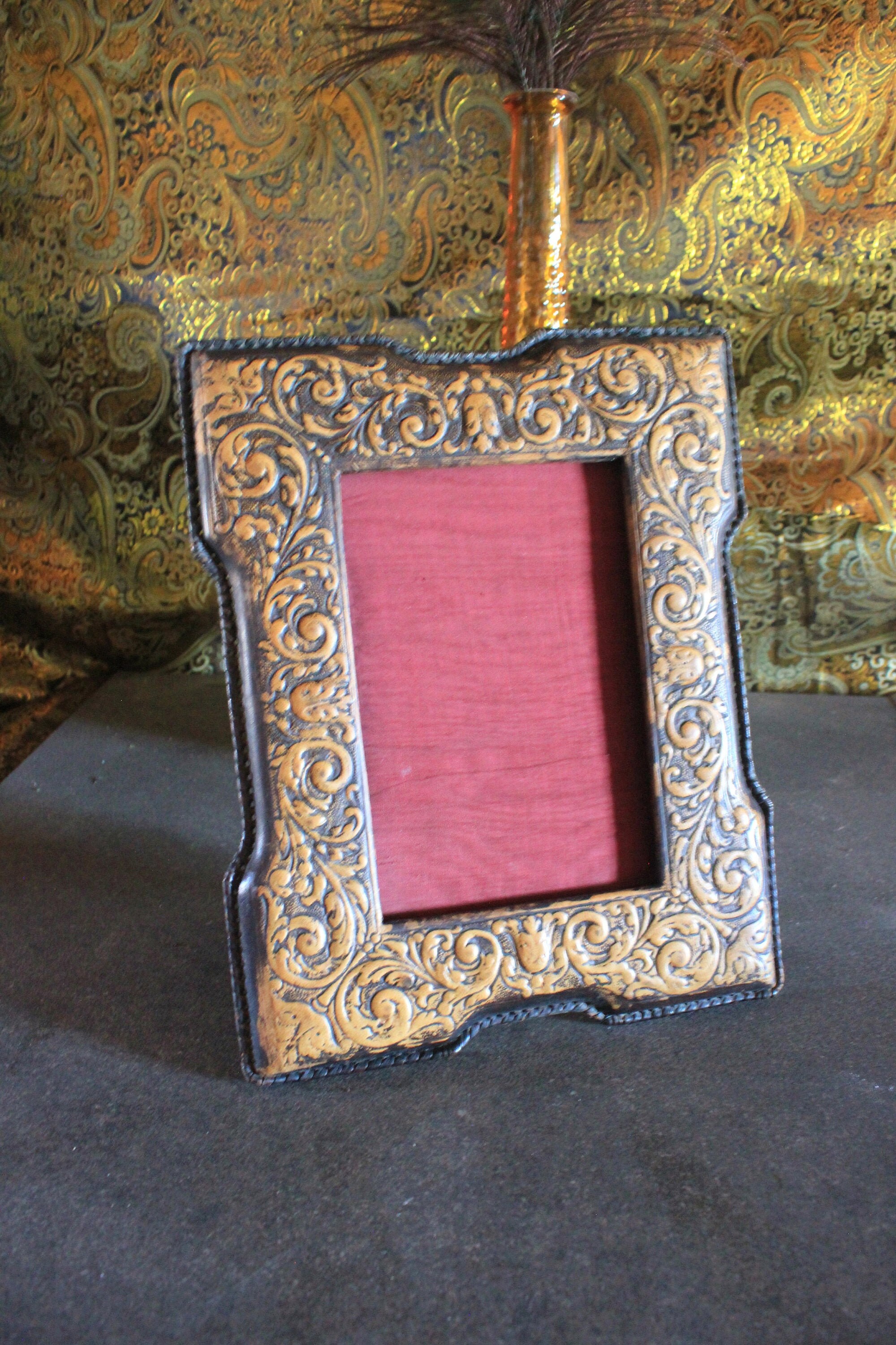 Antique Embossed Leather Frame Vintage Frame Photo Frame Etsy UK