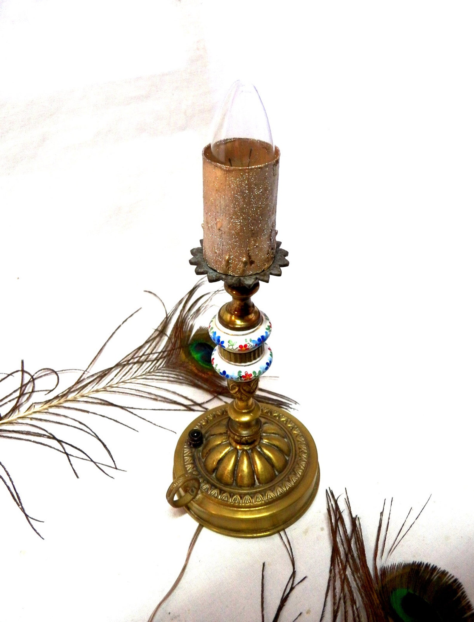 Antique Electrified Candle Lamp Electric Candle Holder Etsy