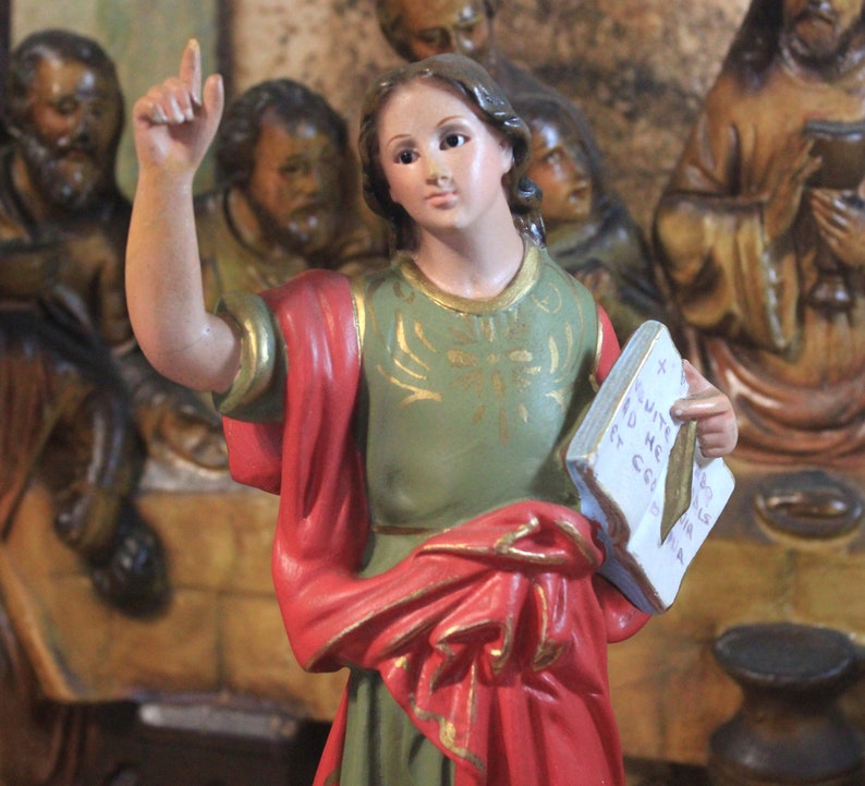 Antiguo San Pancracio, Antigua Escultura Santo, Estatua Santo del Dinero, Santo de la Suerte, Escultura Escayola, Figura Escultórica, Olot imagen 1
