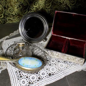 antique silver dressing table sets Sterling Silver and Enamel Dressing Set / Dressing Table / Vanity Set 1924  Large