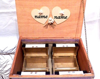 Personalized Wedding Box, Wedding Wooden Box, Anniversary Box, Wedding Gift Box, Transformed Vintage Box, Original Design Box, Custom Text