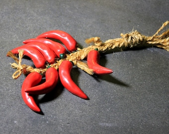 Ceramic Hanger, Ceramic from Spain, Ristra Chiles Ceramic, Granada Ceramic, Kitchen Decoration, Rustic Hanger, Decoration Hanger