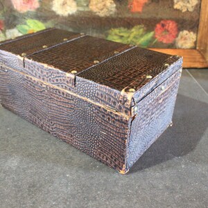 Vintage Chest Box, Antique Chest, Vintage Chest, Vintage Box, Imitation Leather Chest, Lined Wooden Box, Couple Gift, 50s Chest, Spain image 3