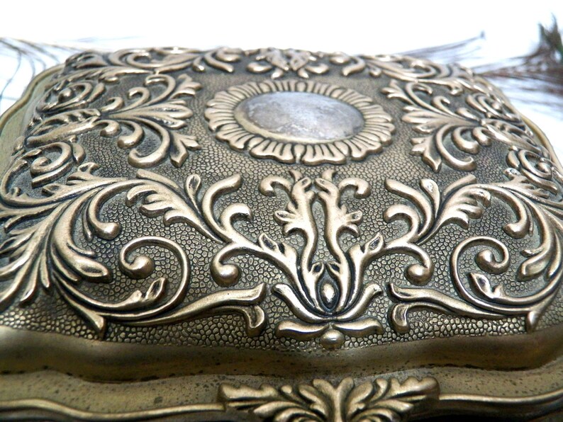 Vintage Box Indian Box Style Silver Plated Jewelry Box Godinger Metal Box Lined Velvet Vintage Decor Box Silver Plated Box