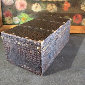 Vintage Chest Box, Antique Chest, Vintage Chest, Vintage Box, Imitation Leather Chest, Lined Wooden Box, Couple Gift, 50s Chest, Spain image 8