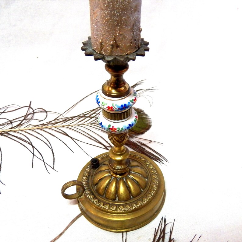 Antique Electrified Candle Lamp Electric Candle Holder Etsy