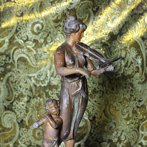 Former French Violinist, French Sculpture, Metal Figure, Late 19th Century Figure, Art Nouveau, France