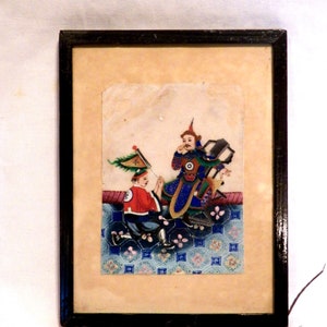 Antique Chinese Painting XIX, Emperor&#39;s Messenger Scene Painting, Gouache on Rice Paper, Chinese Framed Painting, Oriental Painting