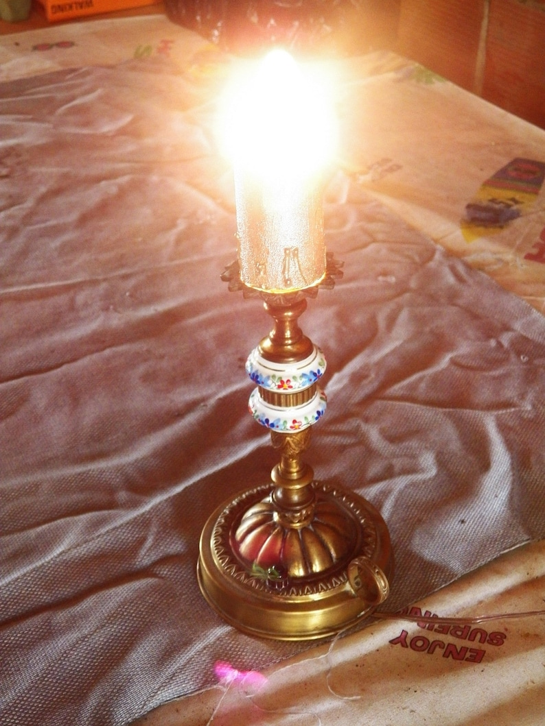 Antique Electrified Candle Lamp Electric Candle Holder Etsy