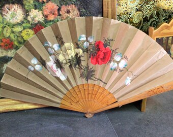 Hobngmuc Holz Faltfächer - Vintage Handfächer Mit Hohlschnitzerei