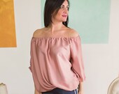 CLAUDIE Casacca in Raso barchetta neckline,sleeve 7 8, lace bottom.