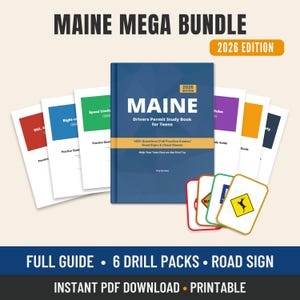 Maine BMV Mega Bundle 2026 | Study Guide + 6 Mini Packs + Road Signs PDF | Pass First Try | Instant Download