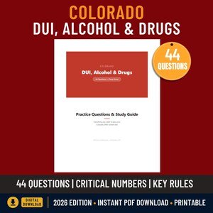 コロラド州飲酒運転・アルコール関連法規模擬試験2026 | DMVミニ学習パックPDF | チートシート＋44問 | 即時ダウンロード