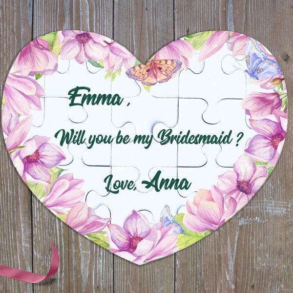 Will You Be My Bridesmaid Puzzle, Heart Puzzle, Bridesmaid Proposal Puzzle, Asking Bridesmaid, Maid of Honor Puzzle, Flower Girl Puzzle BP 8