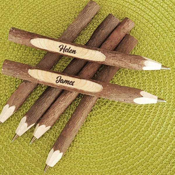 Personnalisé brindille stylo à bille-personnalisé brindille stylo-stylo rustique-mariage PEN-faveurs de mariage-stylo en bois P4